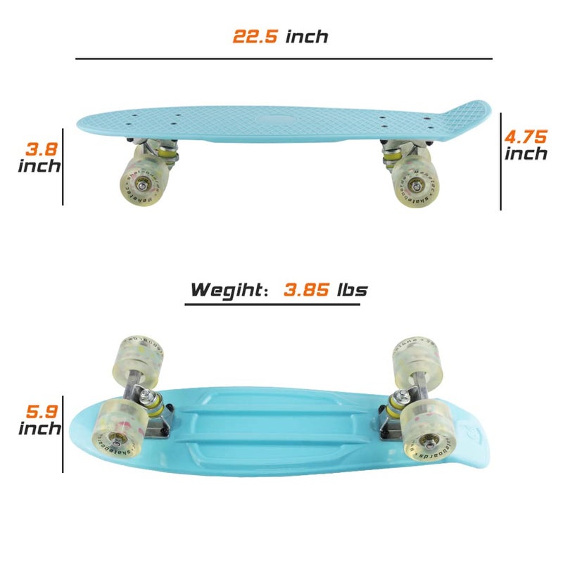 Meketec Skateboard Light Blue Complete Youth 22 inch Mini Cruiser Skateboards for Kids Boys Girls Beginners Child Toddler Teenagers Dog Age 5 to 8 (Light Blue) - Image 4